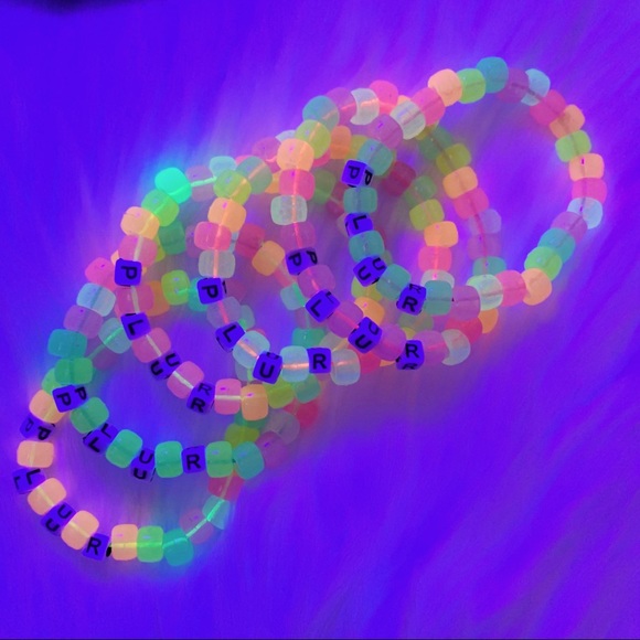 Hand Crafted Jewelry - SIX  PLUR Glow in the Dark PLUR Bracelets